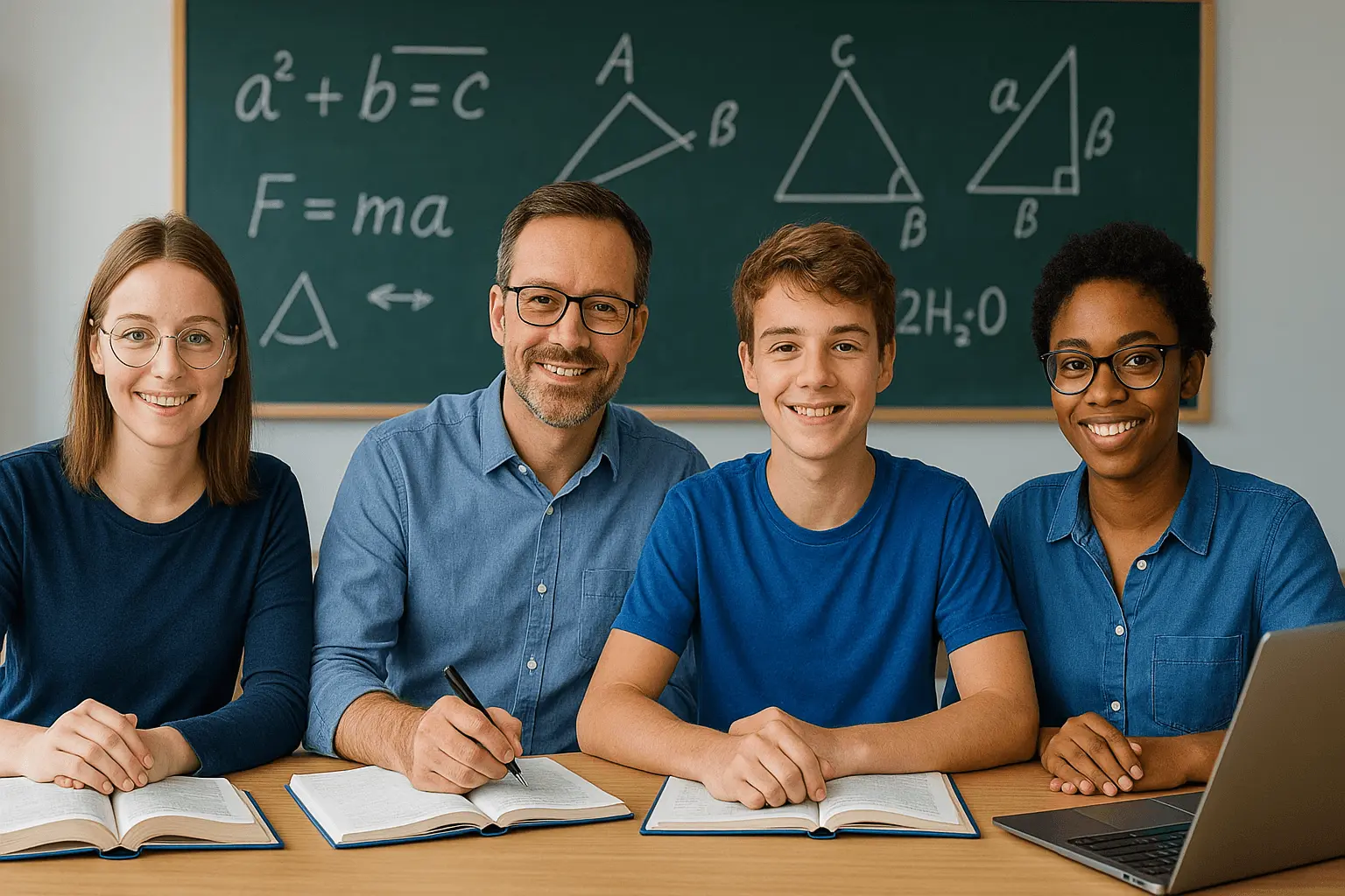Schüler lernen Mathematik und Naturwissenschaften im Klassenraum